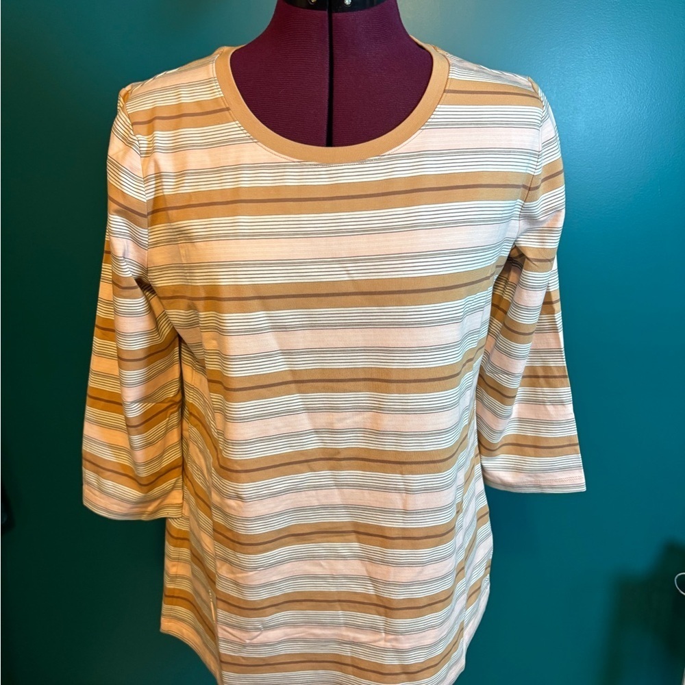 Isaac Mizrahi Tan and Pink 3/4 Sleeve T-Shirt